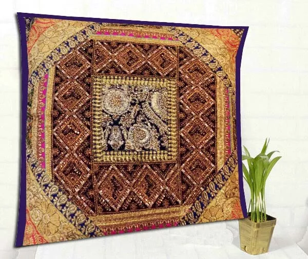 30" Antique Home Décor Sari Beaded Sequin Throw Floor Bed Cushion Pillow Cover