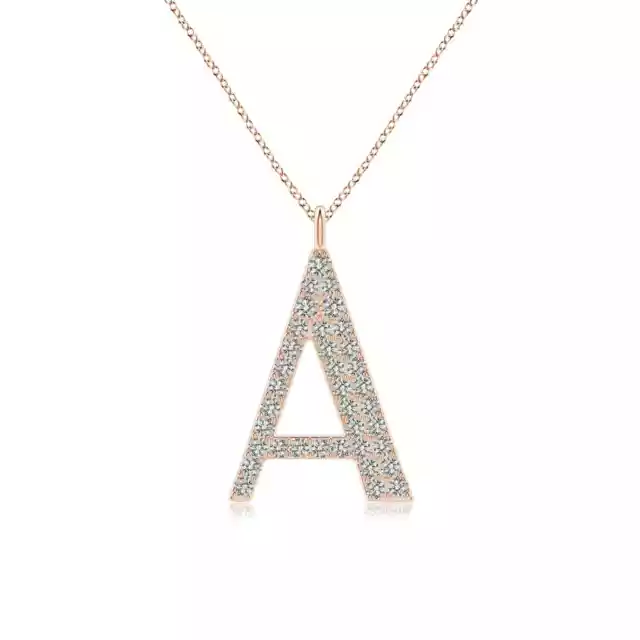 ANGARA KI3 Diamond Uppercase Alphabet Letter A-Z Initial Pendant in Rose Gold