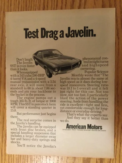 AMC50 Advertisement American Motors AMC Test Drive a Javelin March 1968