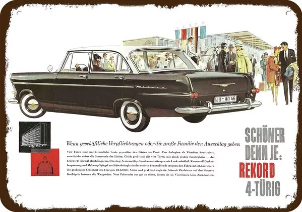 1960's REKORD Opel Car Vintage-Look DECORATIVE REPLICA METAL SIGN