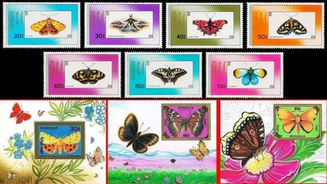 Mongolie = Papillons Collection MNH Ensemble + 3 S/S