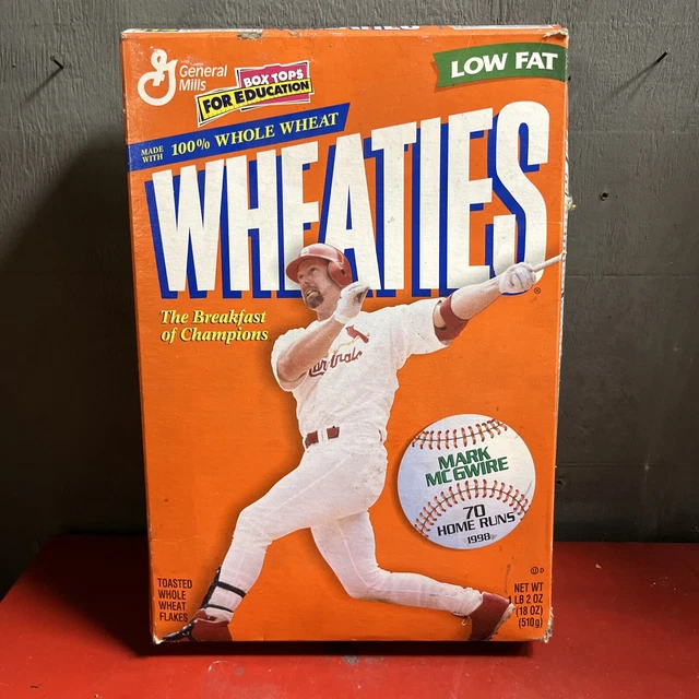 Mark McGwire 1998 St Louis Cardinals Home Run Hero Wheaties Box Baseball