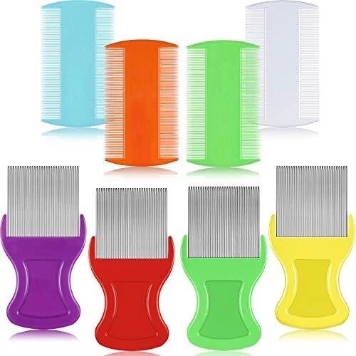 8 Pieces Flea Lice Combs Double Sided Lice Removal Comb Hair Grooming Comb