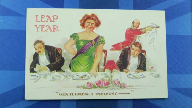 Fred Spurgin Comic Postcard 1900's Suffragette Votes Women Leap Year GENTLEMEN I