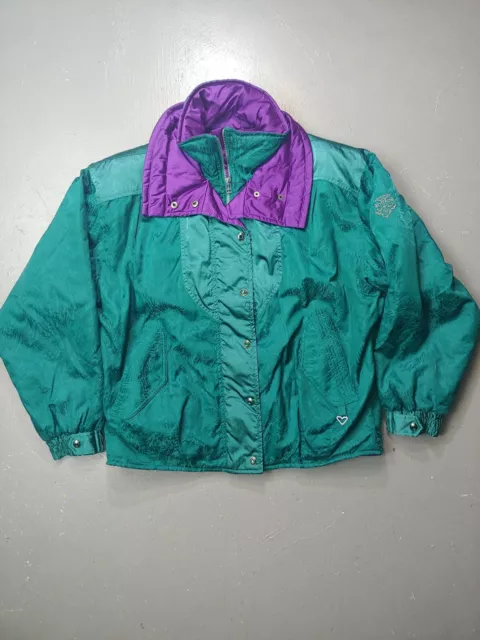 Vintage Obermeyer Women's Jacket Ski Snow Size 14 large embellished retro coat