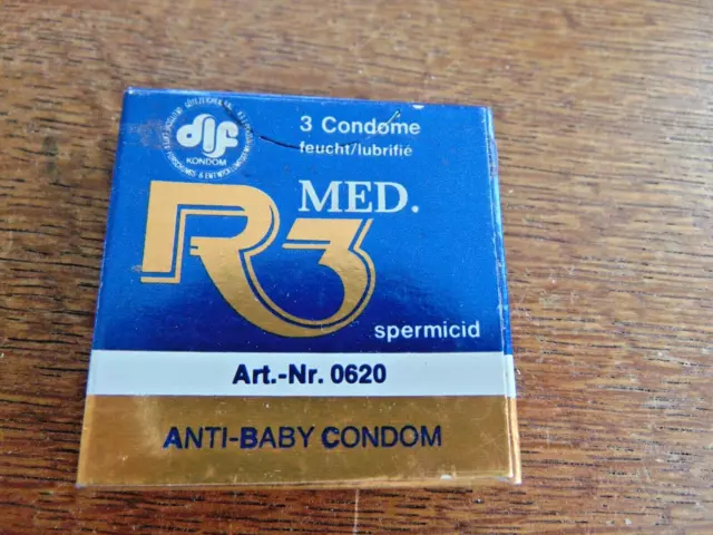 R3 Med Box Of Unopened Condoms-W. Germany--Marked Anti-Baby Condom