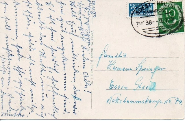 Railway Post* Special Hand Stamp* Zug 38  * Soest - Brilon* Stutings Muhle *35