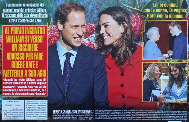 Italian Clipping Ritaglio 2022 KATE MIDDLETON William si versò un 4 PAGINE
