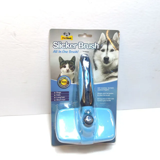 Pet Neat All-In-One Self Clean Slicker Brush For Dogs & Cats Long Or Short Hair