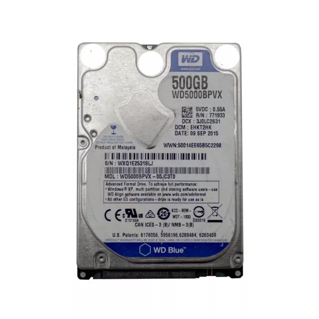 WD WD5000BPVX Hard Disk 500GB SATA 2,5 " Internal Notebook Laptop PC