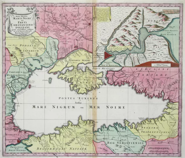 Türkei Schwarzes Meer Original Kupferstich Landkarte Seutter 1742