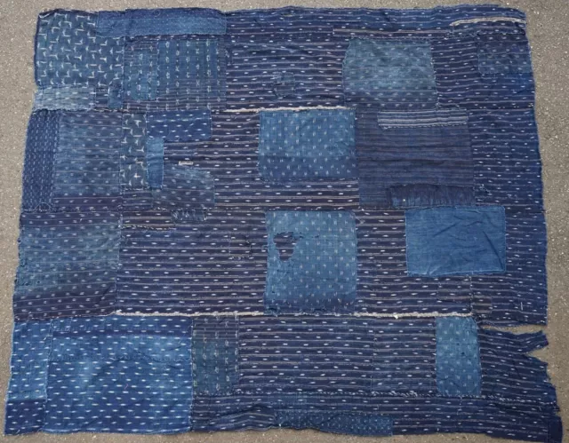 Japanese Boro Fabric Cotton Indigo Blue Dyed Sashiko Patchwork Vintage 160×130cm