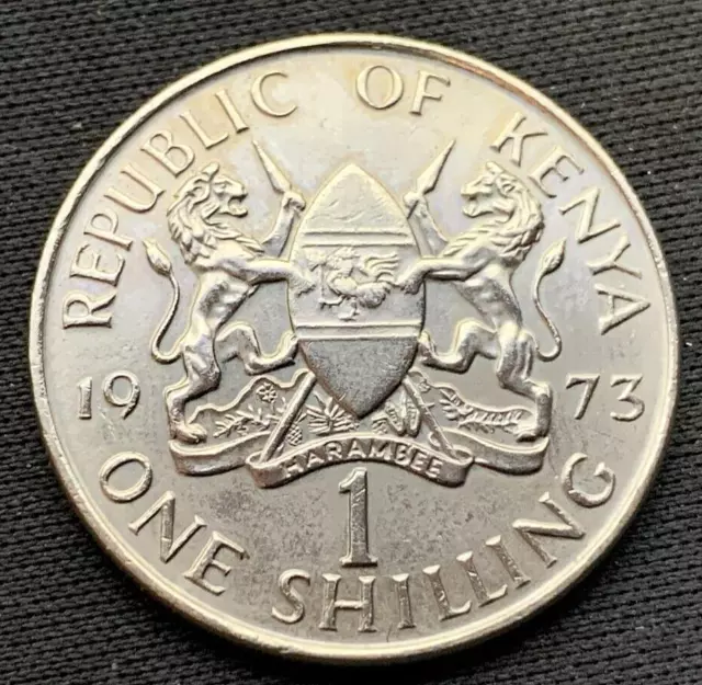 1973 Kenya 1 Shilling Coin AU CLEANED  2.4 Million    #M52