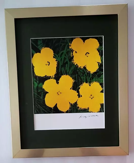 ANDY WARHOL + GORGEOUS 1980's SIGNED + FLOWERS + PRINT MATTED & FRAMED