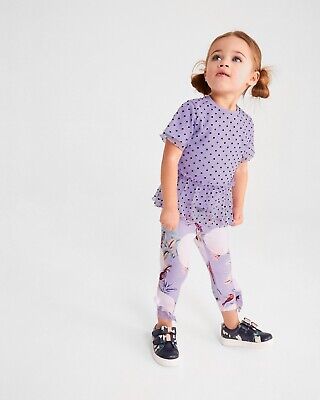 BNWT Girls Ted Baker Mesh Top And Leggings Set Lilac Outfit Age 4-5 Years