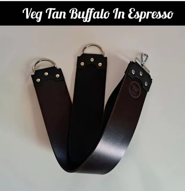 3" Duke City Veg Tan Three Component Buffalo Straight Razor Strop (Espresso)