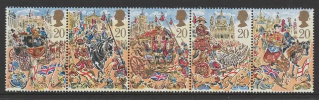 UK Great Britain GB 1989 LORD MAYORs' Show LONDON strip of 5  mnh