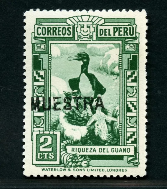 Peru 1937 Guano-Kormoran Vogel Freimarke 358 Muestra Aufdruck MNH / 494
