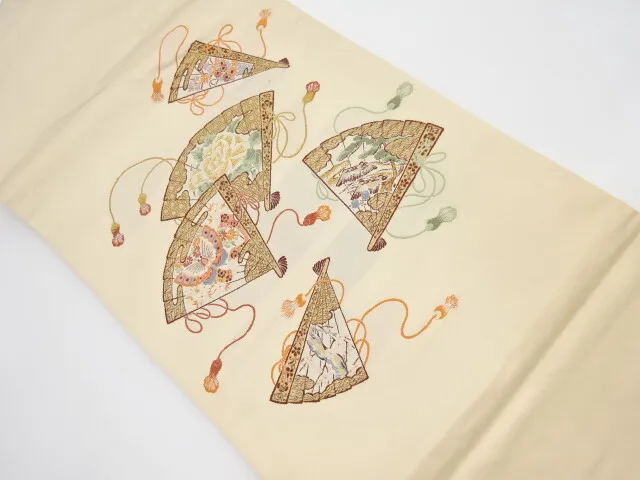 6174546: Japanese Kimono / Vintage Nagoya Obi / Embroidery / Fan Pattern