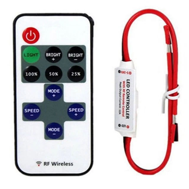 Mini RF Controller Inline for Striscia LED Luce 12V Wireless Facile Da Install