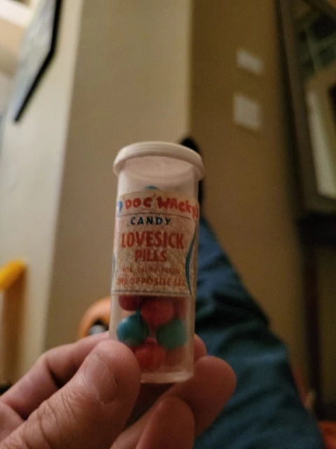 Vintage Bottle Of Doc’s Wacky Candy Love Sick Pills Relief Frm Opposite Sex Gag