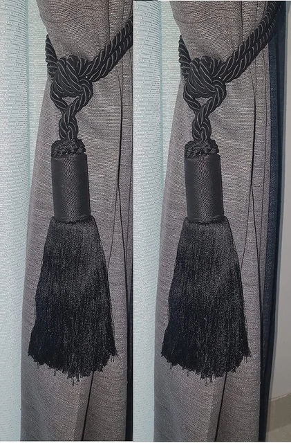 Beautiful Rayon TIEBACK for Curtain Black Set of 2