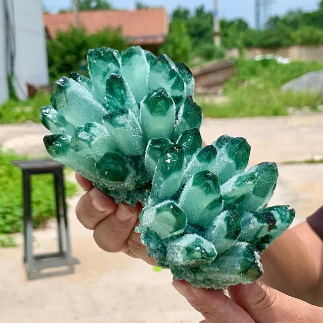 1.58LBA+++New green Phantom Quartz Crystal Cluster Mineral Specimen Healin