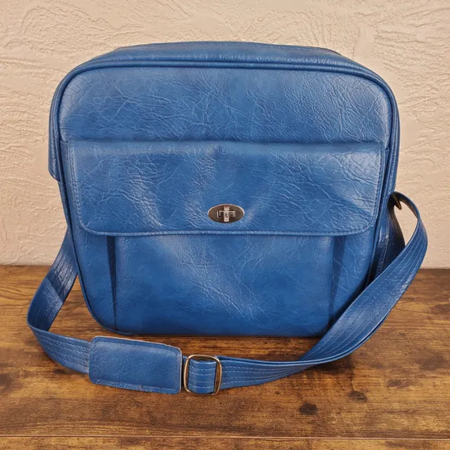 Vintage Samsonite Sentry Luggage Carry On Shoulder Bag Retro Cobalt Soft Shell