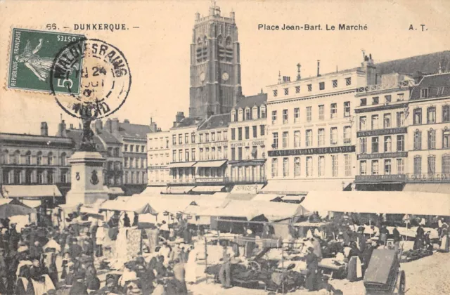 Cpa 59 Dunkerque Place Jean Bart Le Marche