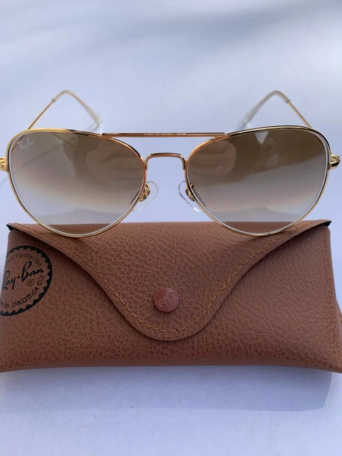 ray ban aviator blue lens gold frame