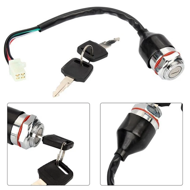 Ensemble Serrure à Clé Allumage Scooter GY6 125cc 150cc - Avec 2 Serrures Siège/Compartiment, Connecteur 4 Broches