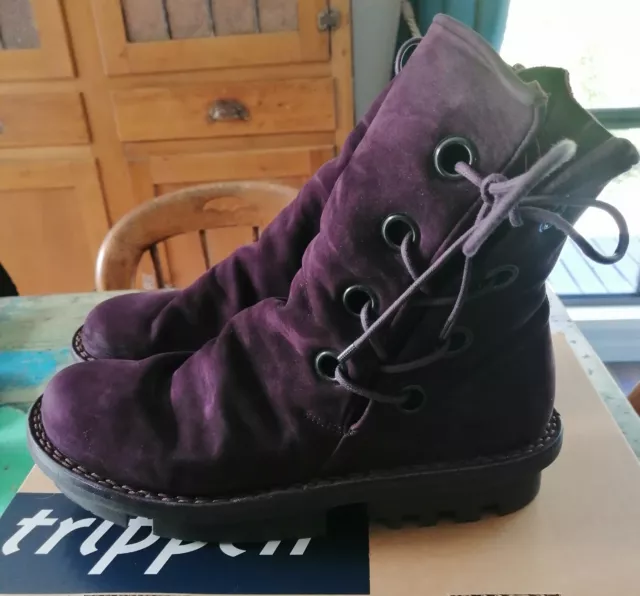 EUC Trippen Tramp Boots, Dark Purple Nubuck Leather. Size 40/ Aus 9. FREE POST!!