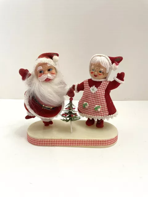 Vintage Felt Flocked Santa Christmas Holiday Decor Mr & Mrs Claus ~ Rare