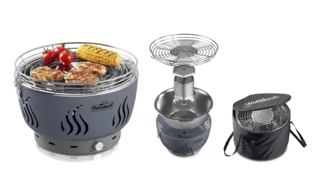 GRILLMEISTER Holzkohlegrill mit Elektrischer Aktivbelüftung Campinggrill Grill
