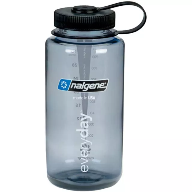 Nalgene Tritan Everyday Wasserflasche mit breitem Mund - 32 Unzen - Grau/Schwarz