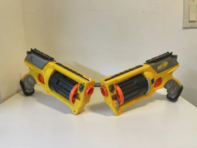 2x Nerf N-Strike Maverick REV-6 Revolver Nerf Dart Gun Toy 2004 Hasbro Yellow