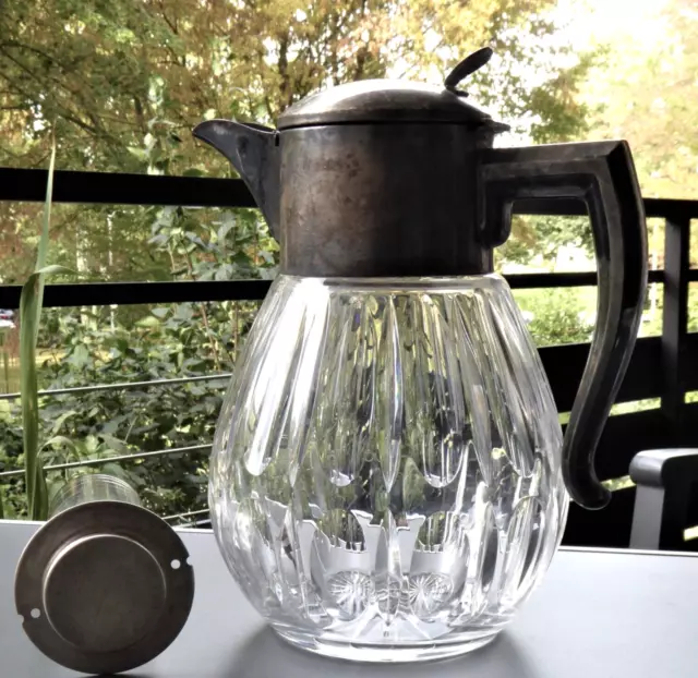 Mussbach Kalte Ente Kristall Kompl. mit Glas-Einsatz +Sieb Karaffe Glas Dekanter
