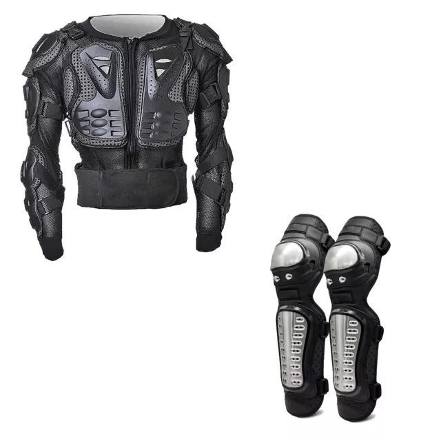NEW Motorcycle Body Armour Armor Jacket & Knee Shin Guard Brace Bike Motocross