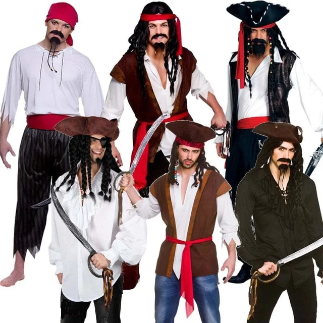 Costume Pirate Homme Médiéval - Chemise, Gilet, Pantalon, Accessoires - Déguisement Viking