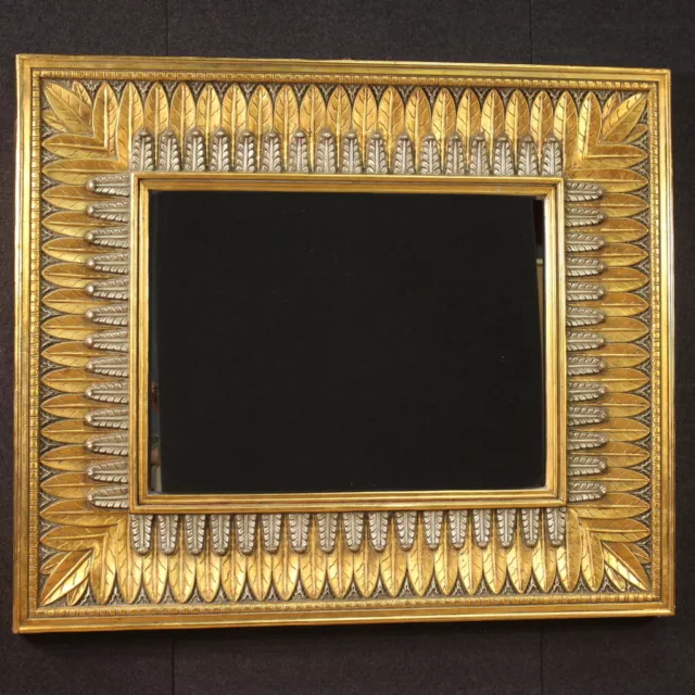 Grand miroir mobile en bois doré, meuble années 70