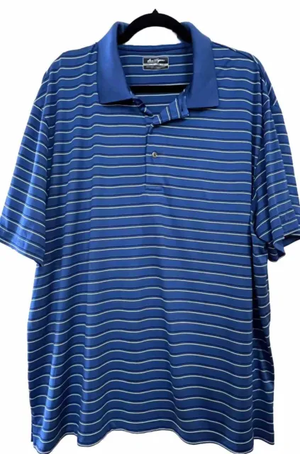 BEN HOGAN Blue White Striped Performance Polo Shirt Men’s Size 2XL