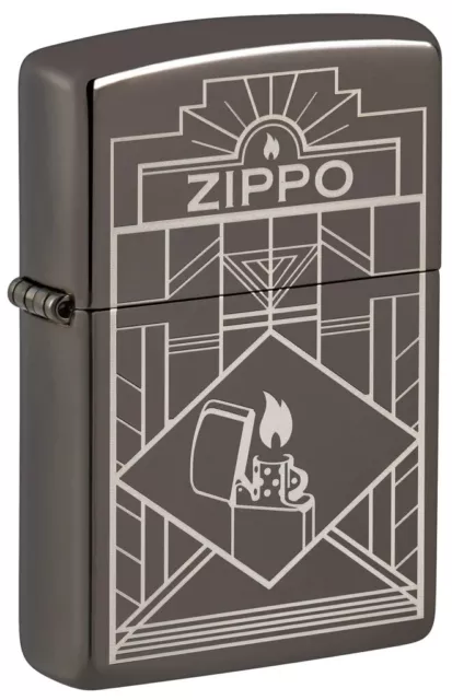 Zippo 48247, Art-Deco Flame Design, Black Ice Finish Lighter