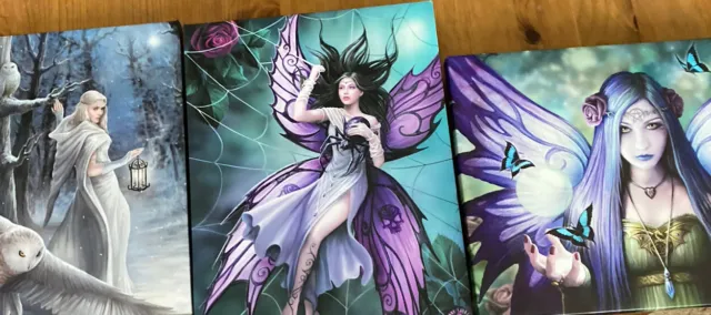 Trio of Anne Stokes Prints on Canvas. Fairies, Mythical.