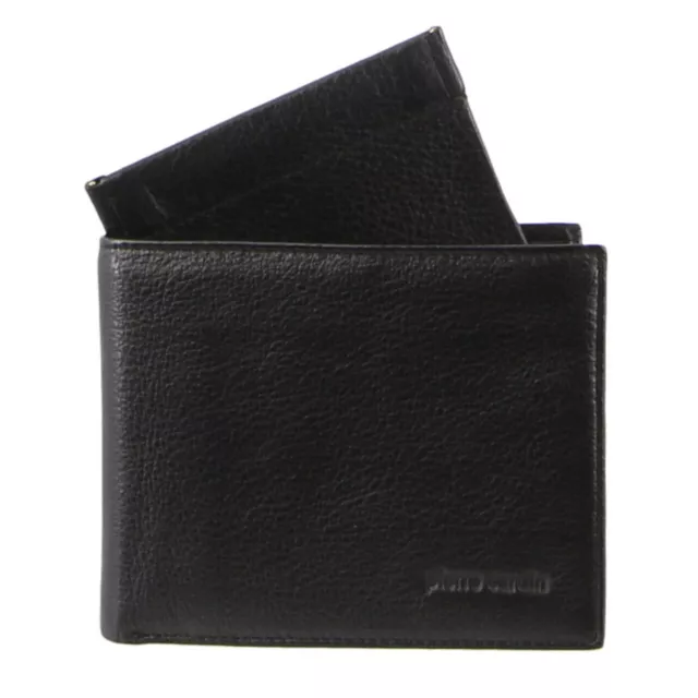 Pierre Cardin Men's Genuine Italian Leather Wallet Removable Coin Purse - Black