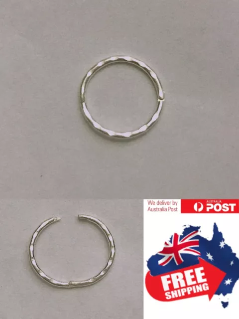 S925 Solid Sterling Silver Gold Hinged Hoop Segment Facet Sleeper Nose Ear Ring