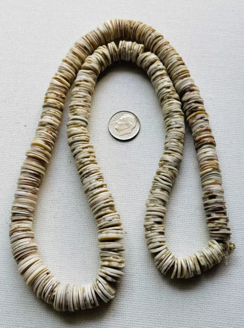 Antique Vintage Carved Shell Heishi Bead String Strand