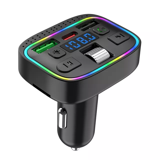 RGB Atmosphere Lamp Type-C PD Fast Charging QC 3.0 Charger Car FM Transmitter rf