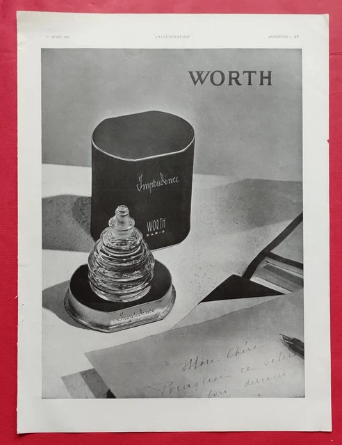 Publicité de presse 1939 Le Parfum Imprudence de WORTH