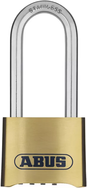 ABUS Mechanical Weatherproof Carded Brass 4 Combination Long Padlock (180IB/50)