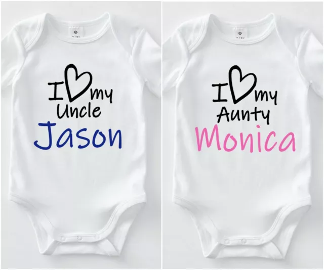 Baby Romper Personalised Custom Love My Uncle Aunty Baby Shower Gift